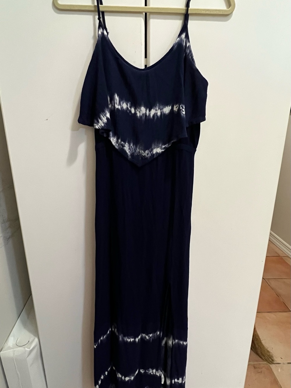Mudd Navy and White Tie-Dye Maxi Dress